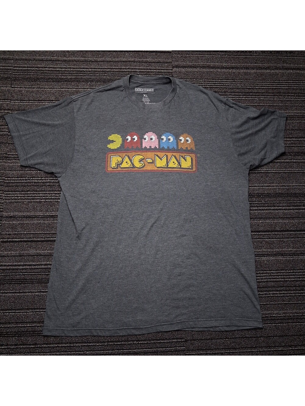 Pac-Man Mens XL Gray Graphic T Shirt Ghosts Retro Arcade Video Game Bandai Namco